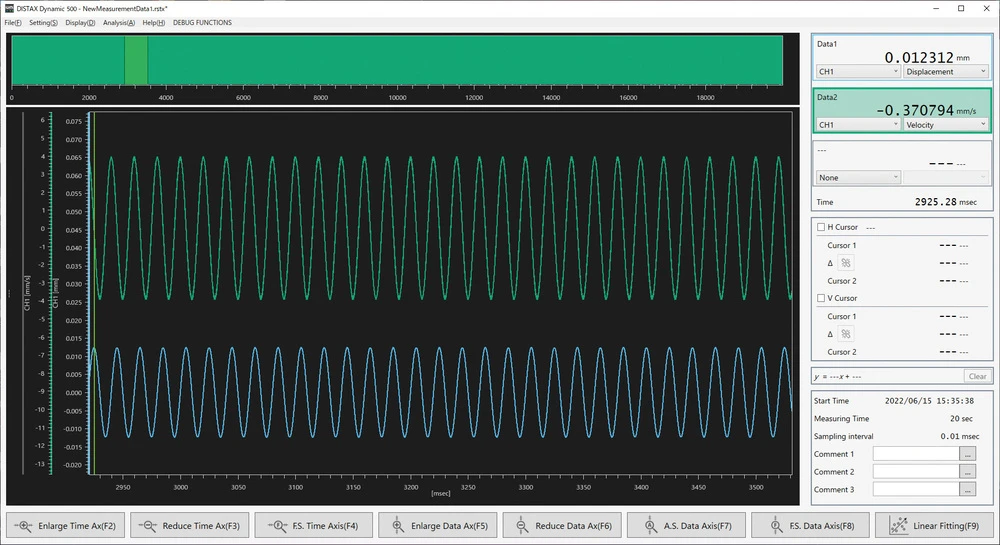 DISTAX Dynamic 500, software that can dynamically record the DISTAX measurement values