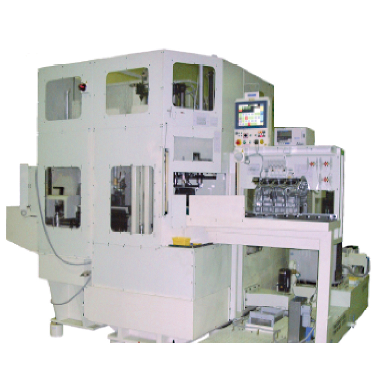 Cylinder block crank hole diameter deburring measurement and marking