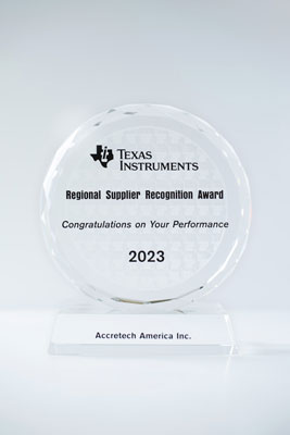 Tokyo Seimitsu recognized with the Texas Instruments Regional Supplier Recognition Award