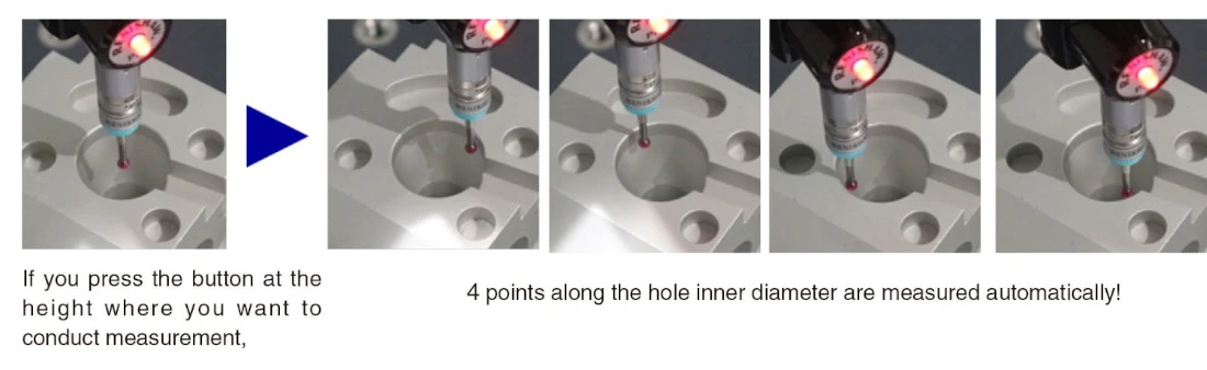 Automatic inner hole diameter measurement function for easy measurement with pressing a button