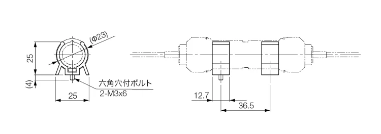 中継コネクタセンサヘッド 外観図(固定具)